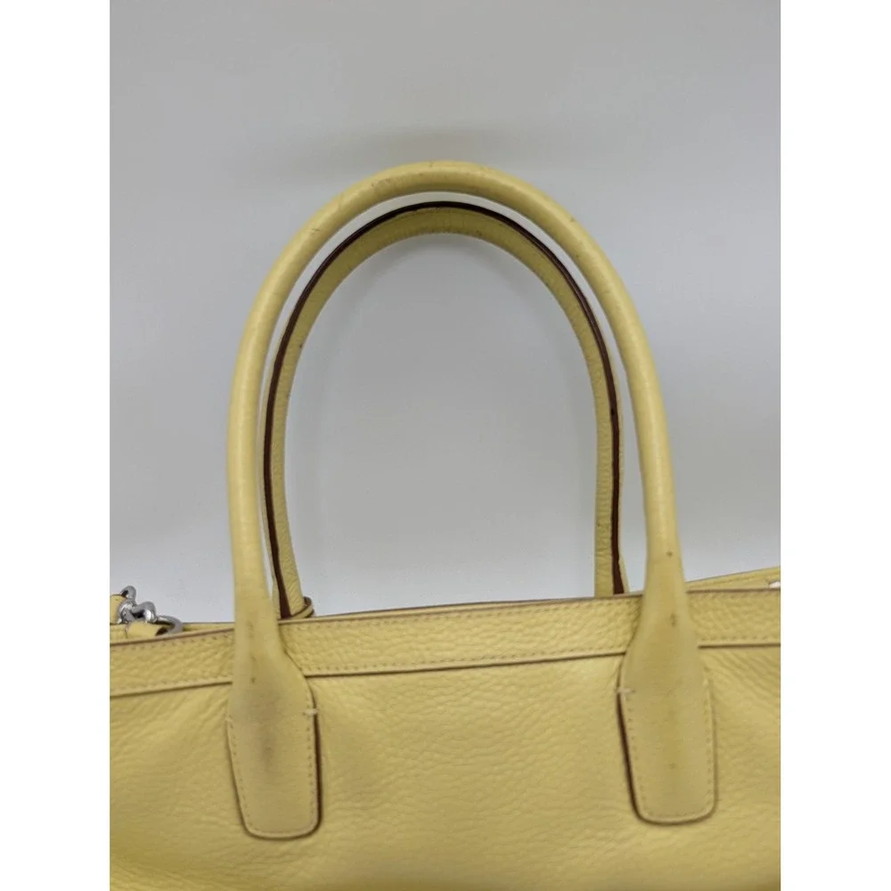 Lauren Ralph Lauren Satchel Bag Womens Medium Yellow Leather Shoulder Purse